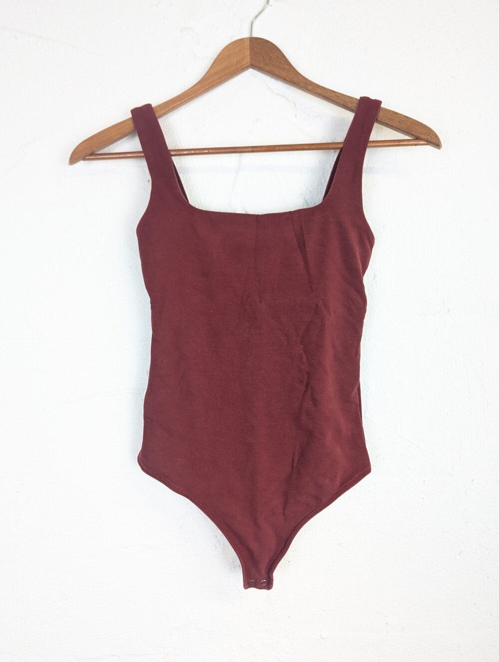 Abercrombie & Fitch Bodysuit Thong Soft AF Collection Rusty Brown Square Neck XS
